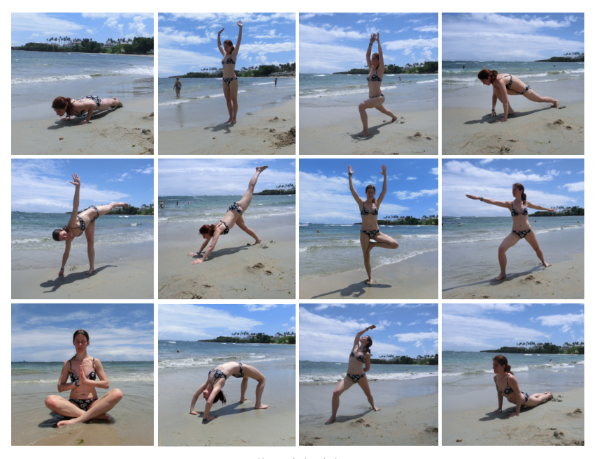 Verschiedene Yoga Posen am Strand